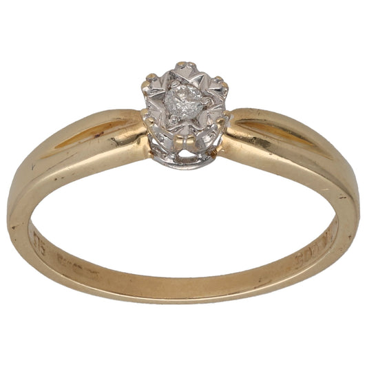 9ct Gold 0.05ct Diamond Solitaire Ring Size O