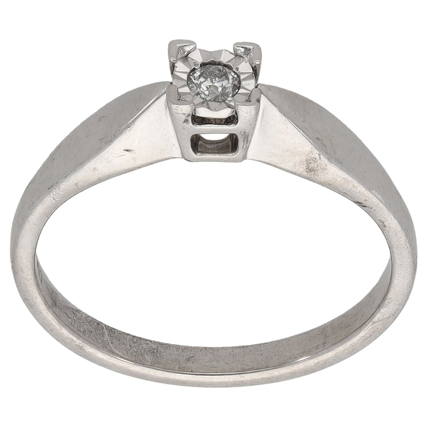 9ct White Gold 0.06ct Diamond Solitaire Ring Size N