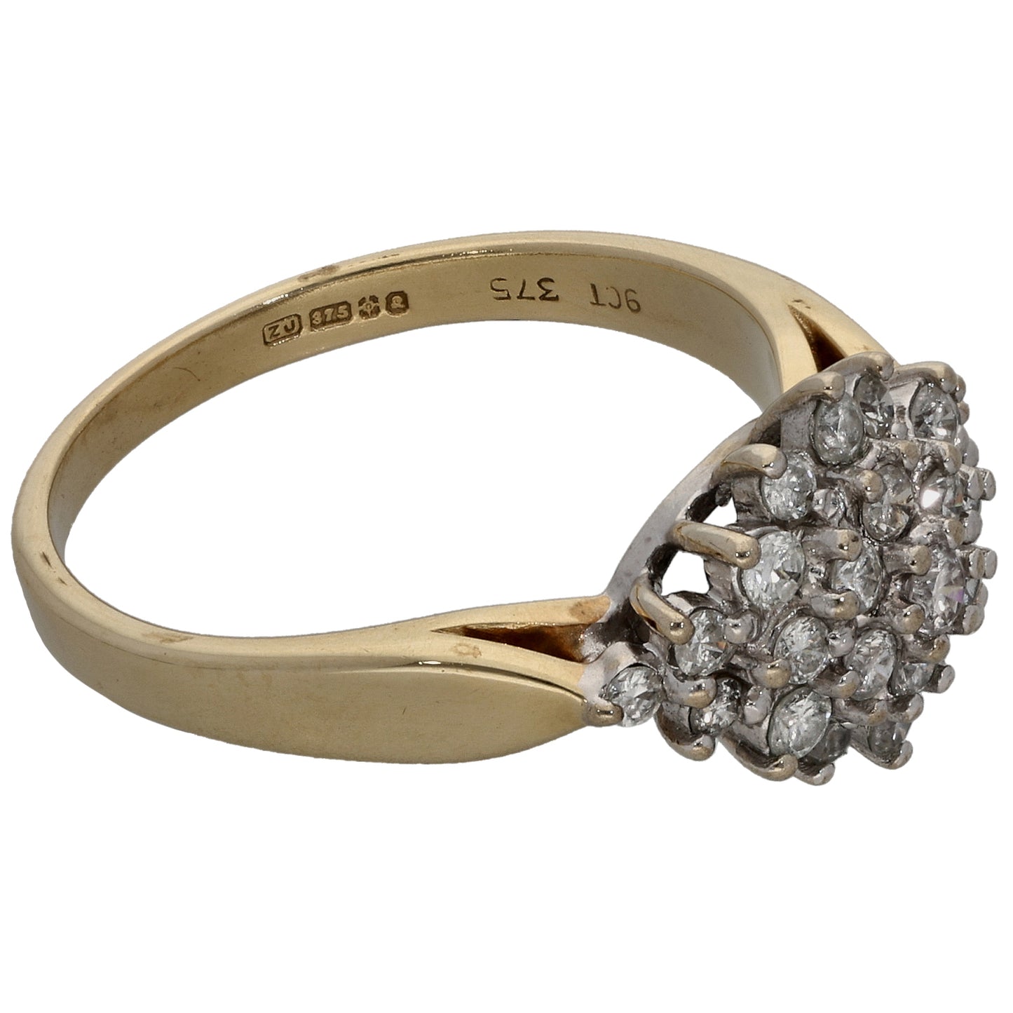9ct Gold 0.46ct Diamond Cluster Ring Size N