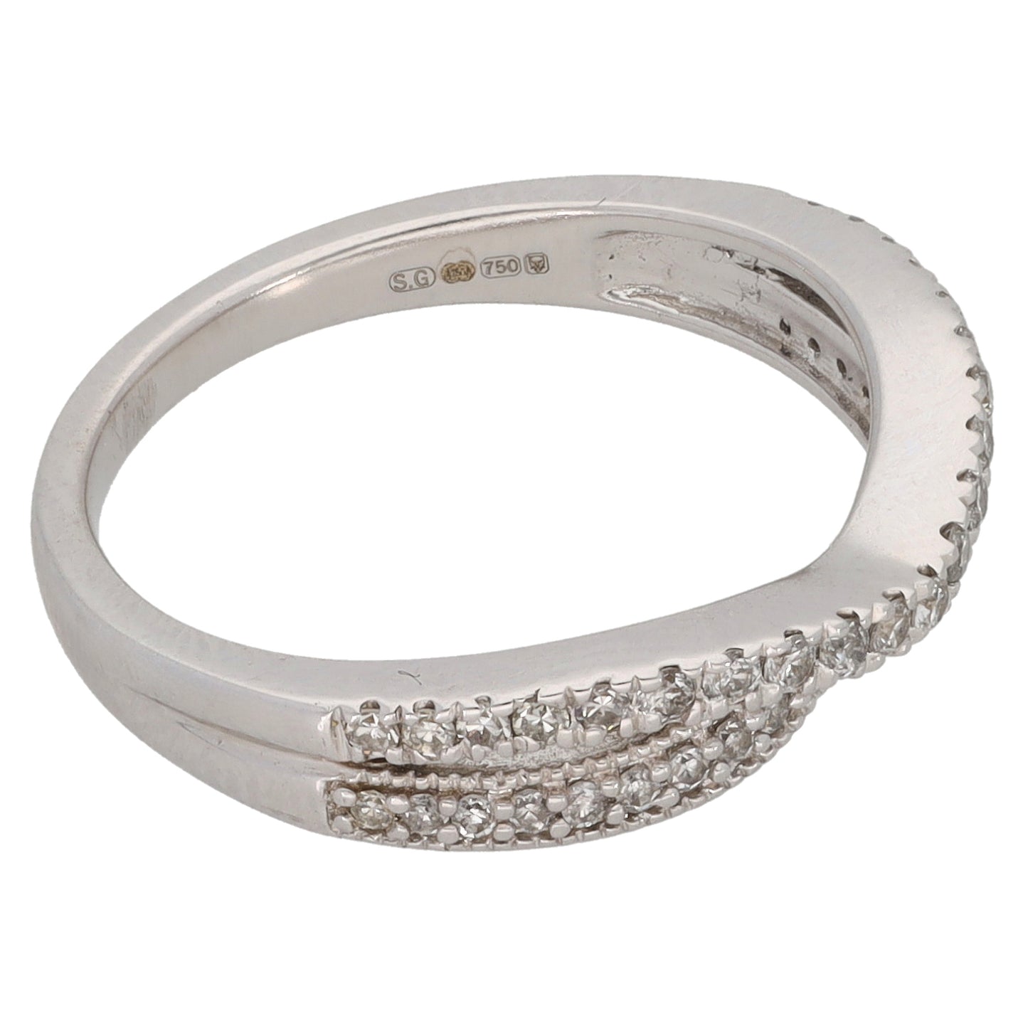 18ct White Gold 0.25ct Diamond Wishbone Ring Size L
