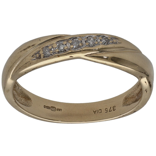 9ct Gold 0.08ct Diamond Half Eternity Ring Size M