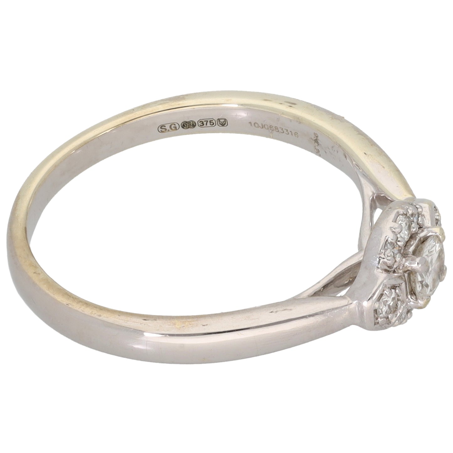 9ct White Gold 0.20ct Diamond Dress/Cocktail Ring Size K