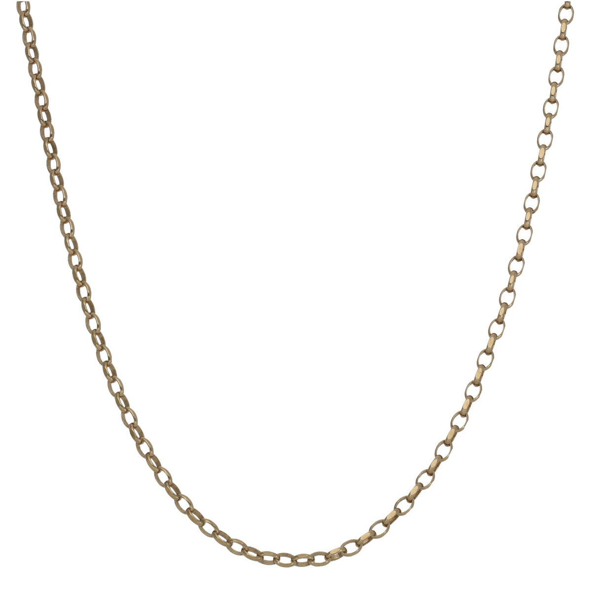 9ct gold belcher link chain necklace with oval links and smooth finish