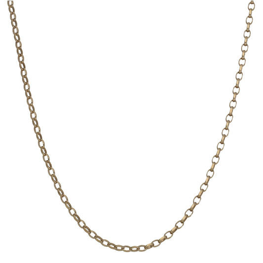 9ct gold belcher link chain necklace with oval links and smooth finish