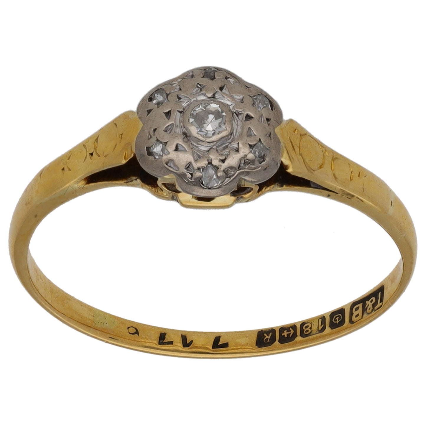 18ct Gold 0.02ct Diamond Cluster Ring Size M