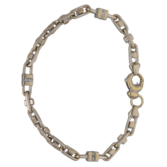 9ct White Gold 0.24ct Diamond Fancy Stone Set Bracelet