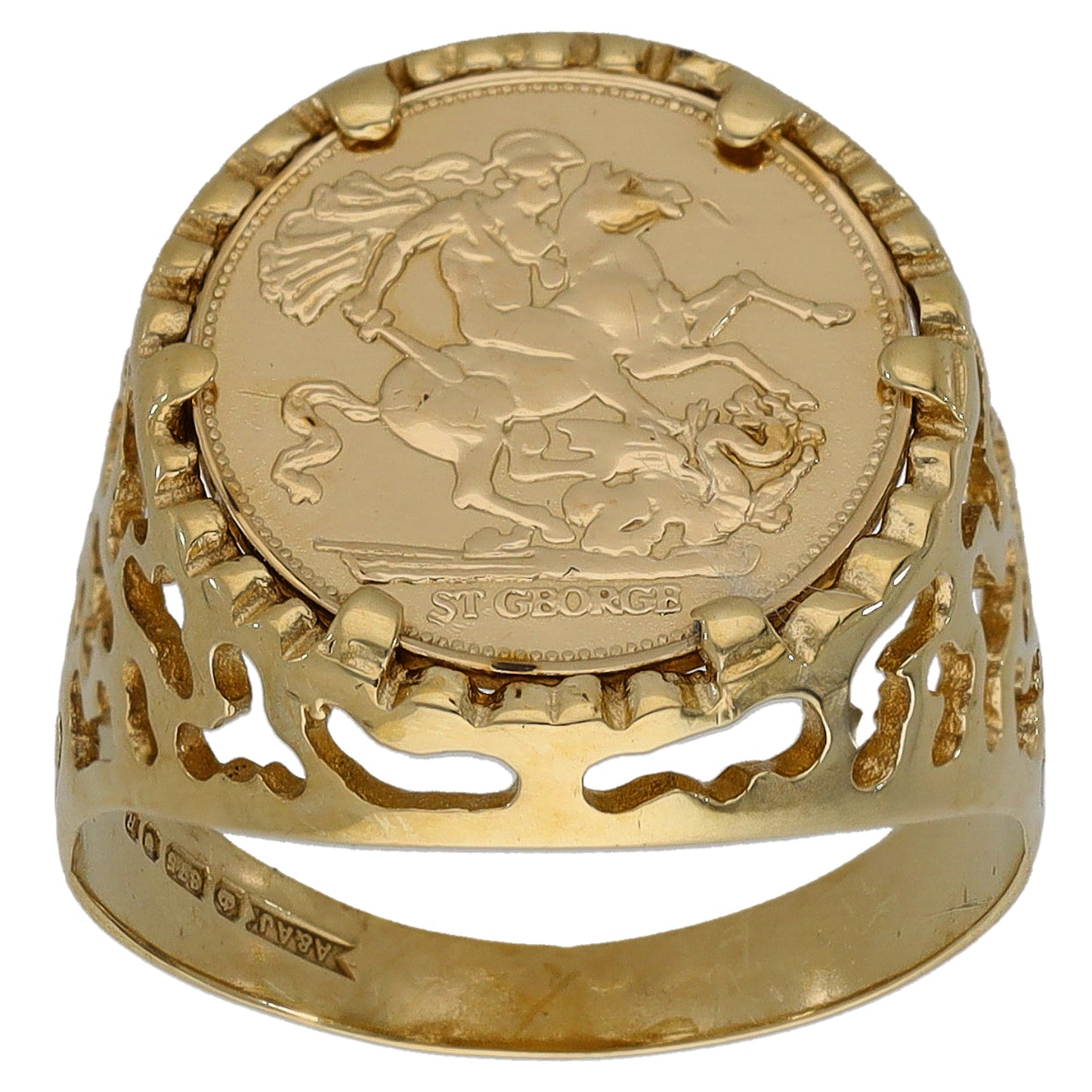 9ct Gold St George Ring Size N