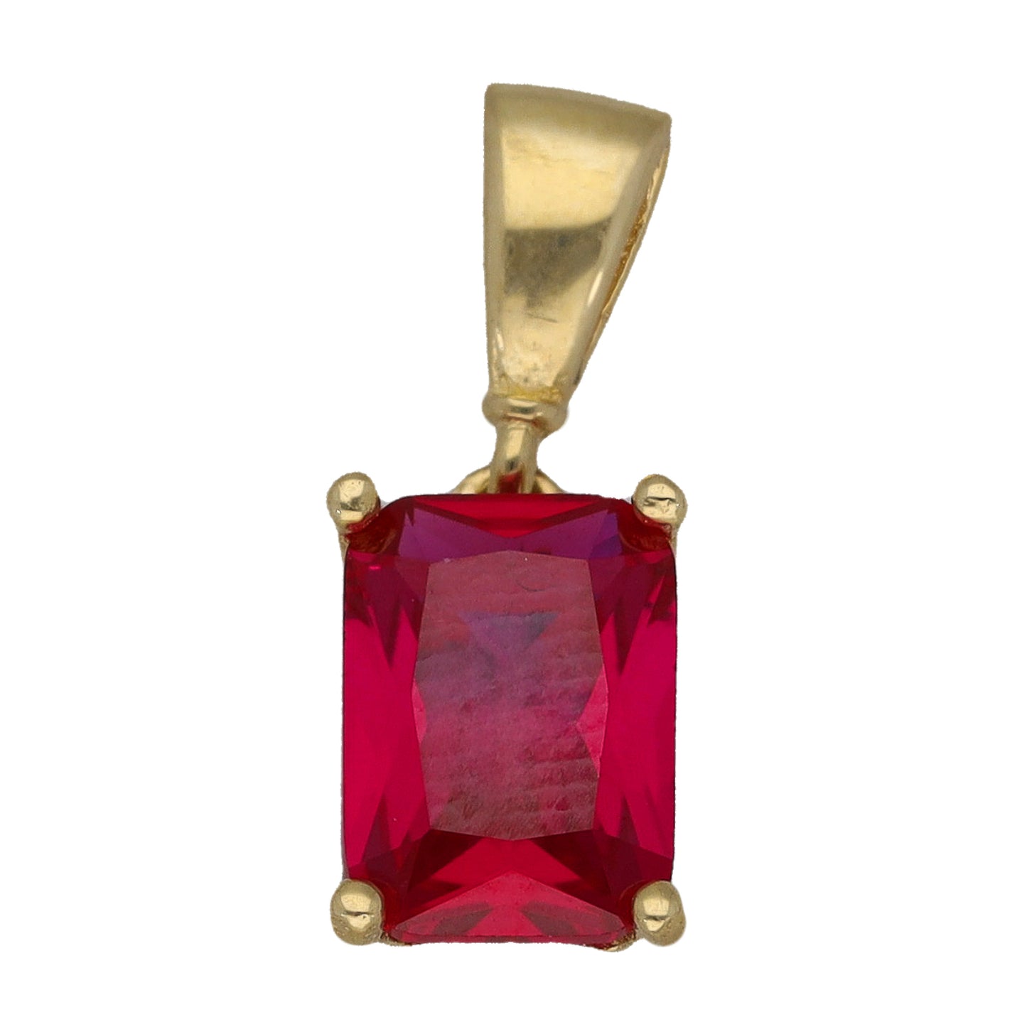 New 9ct Gold Red Cubic Zirconia Single Stone Pendant
