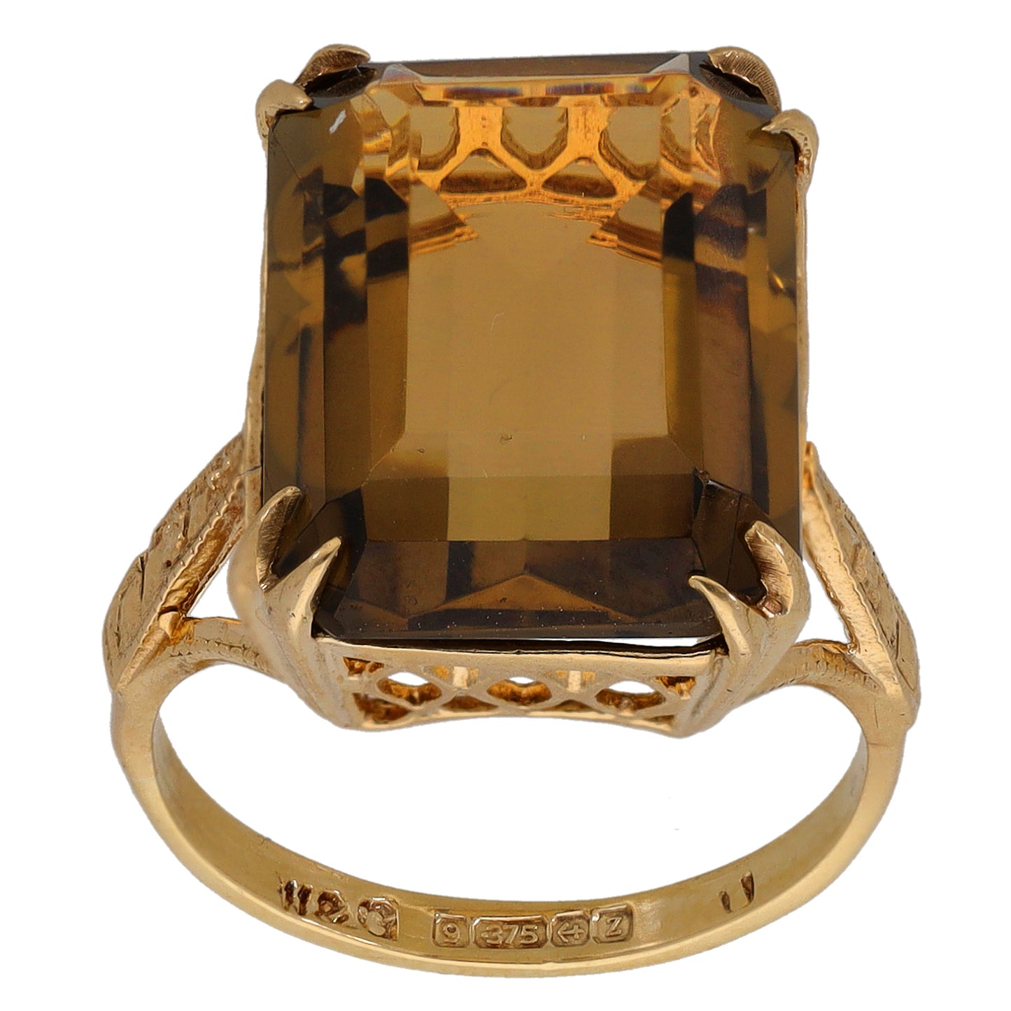 9ct Gold Smoky Quartz Single Stone Ring Size K