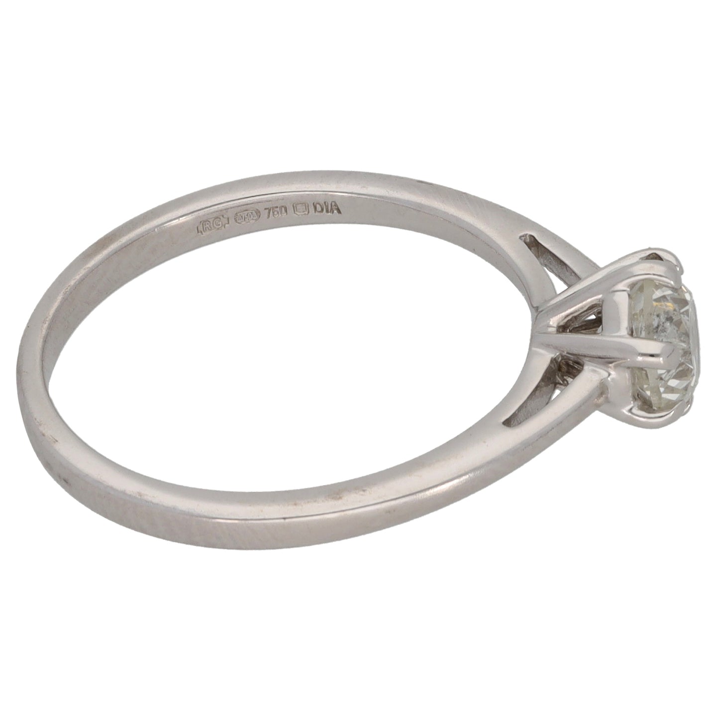 18ct White Gold 0.66ct Diamond Solitaire Ring Size L