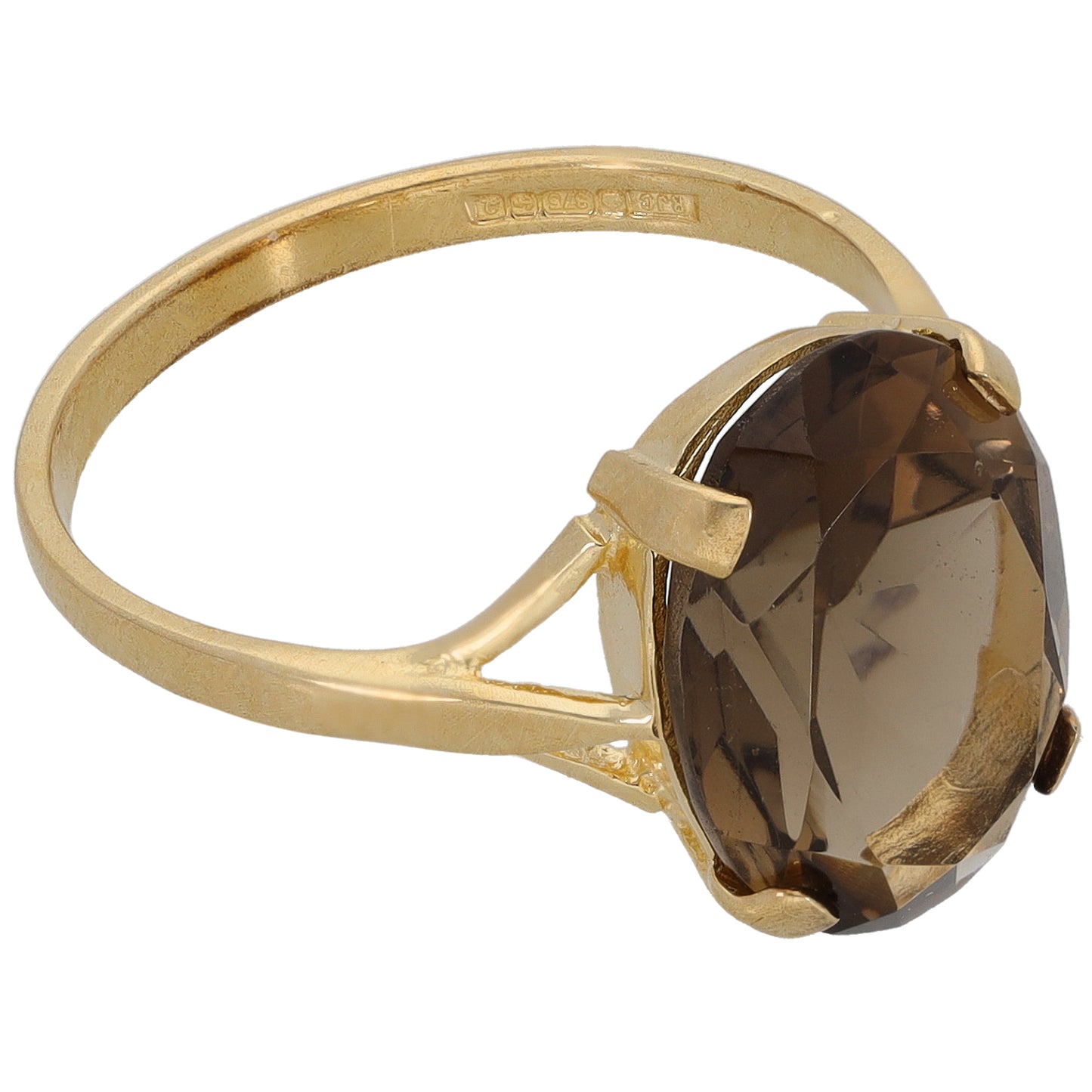 9ct Gold Smoky Quartz Solitaire Ring Size M