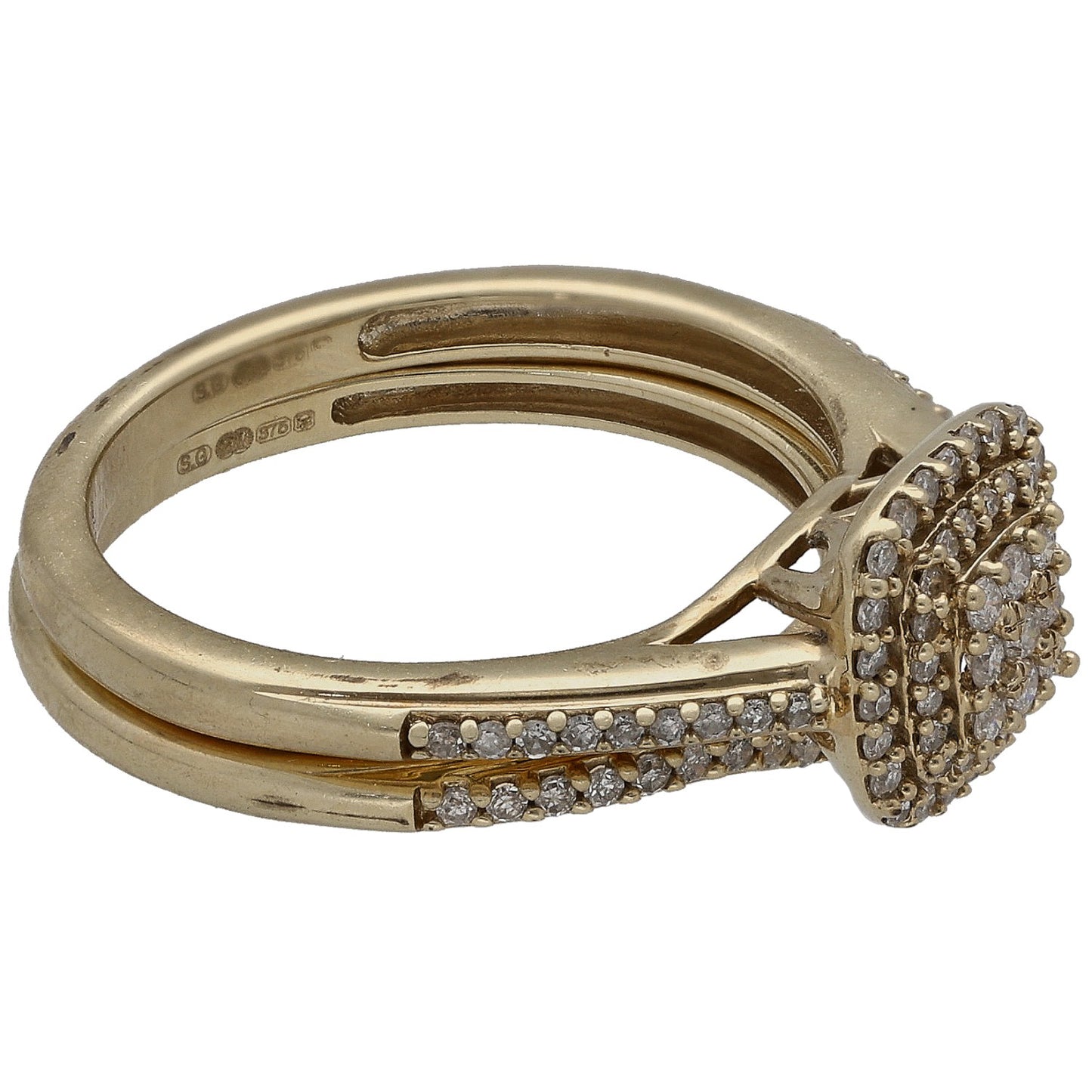 9ct Gold 0.49ct Diamond Ring Set Size L
