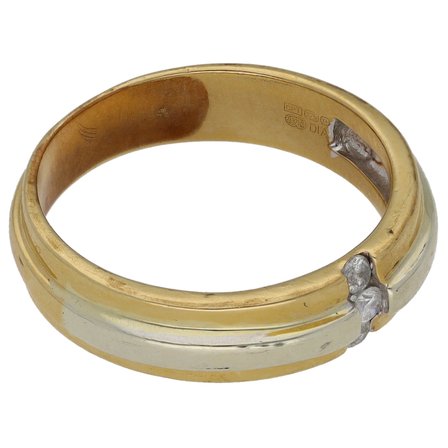 9ct Bi-Colour Gold 0.07ct Diamond Wedding Ring Size N