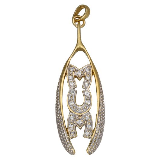 9ct Gold Cubic Zirconia Mum Pendant