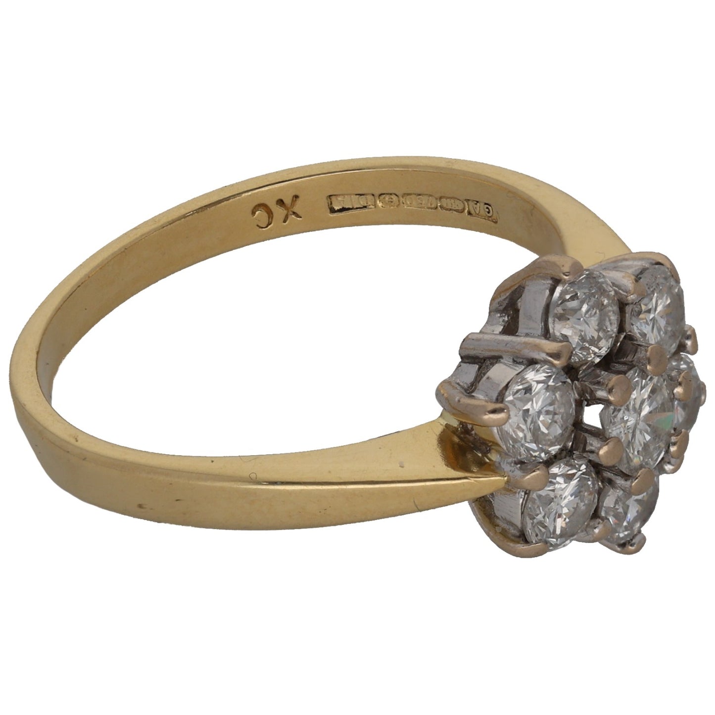 9ct Gold 1.00ct Diamond Cluster Ring Size O