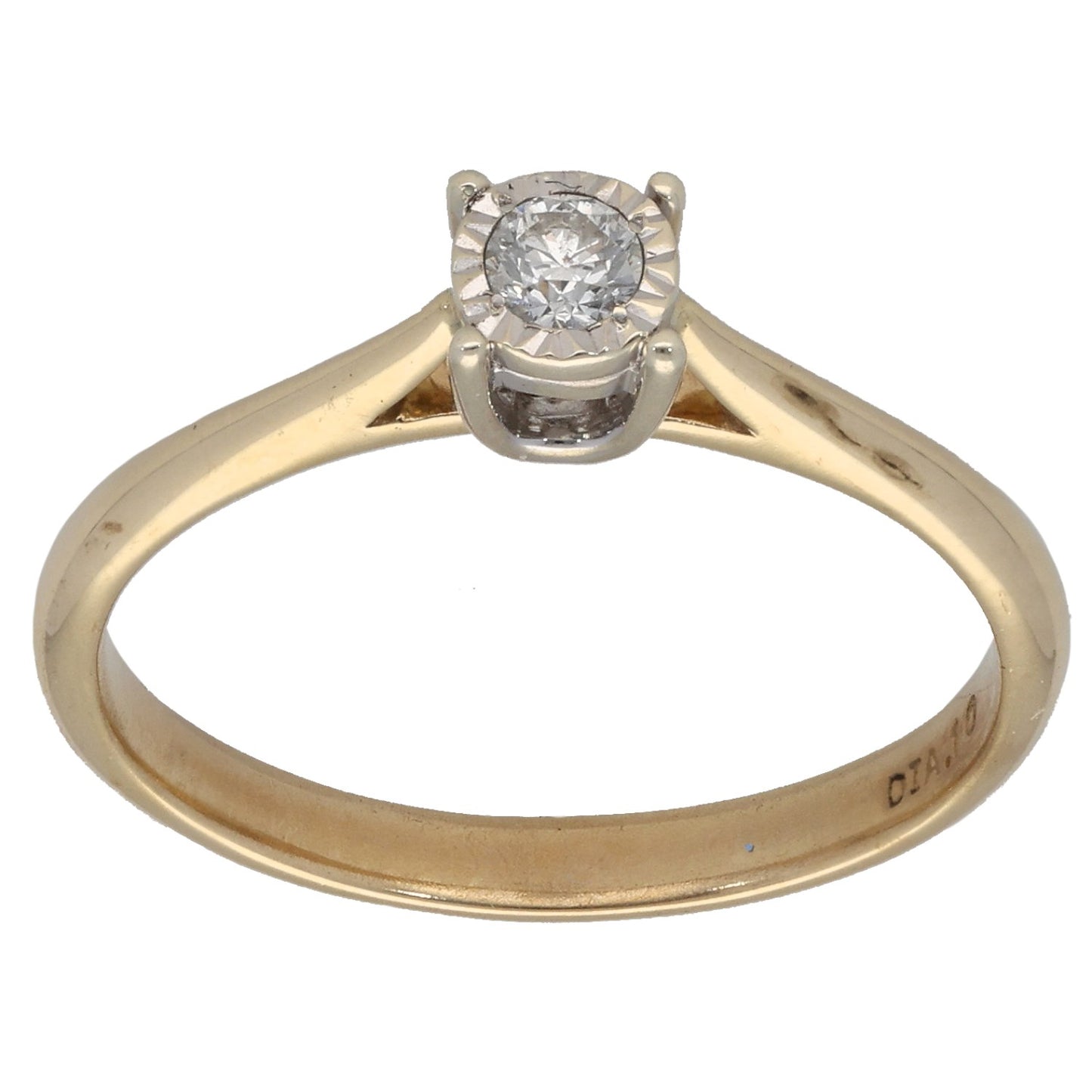 9ct Gold 0.10ct Diamond Solitaire Ring Size P