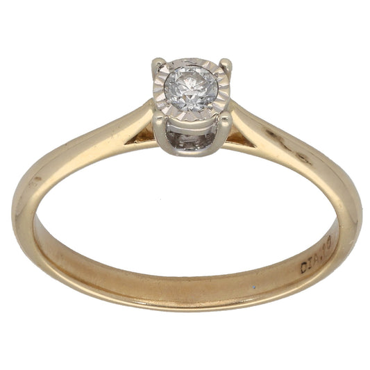 9ct Gold 0.10ct Diamond Solitaire Ring Size P