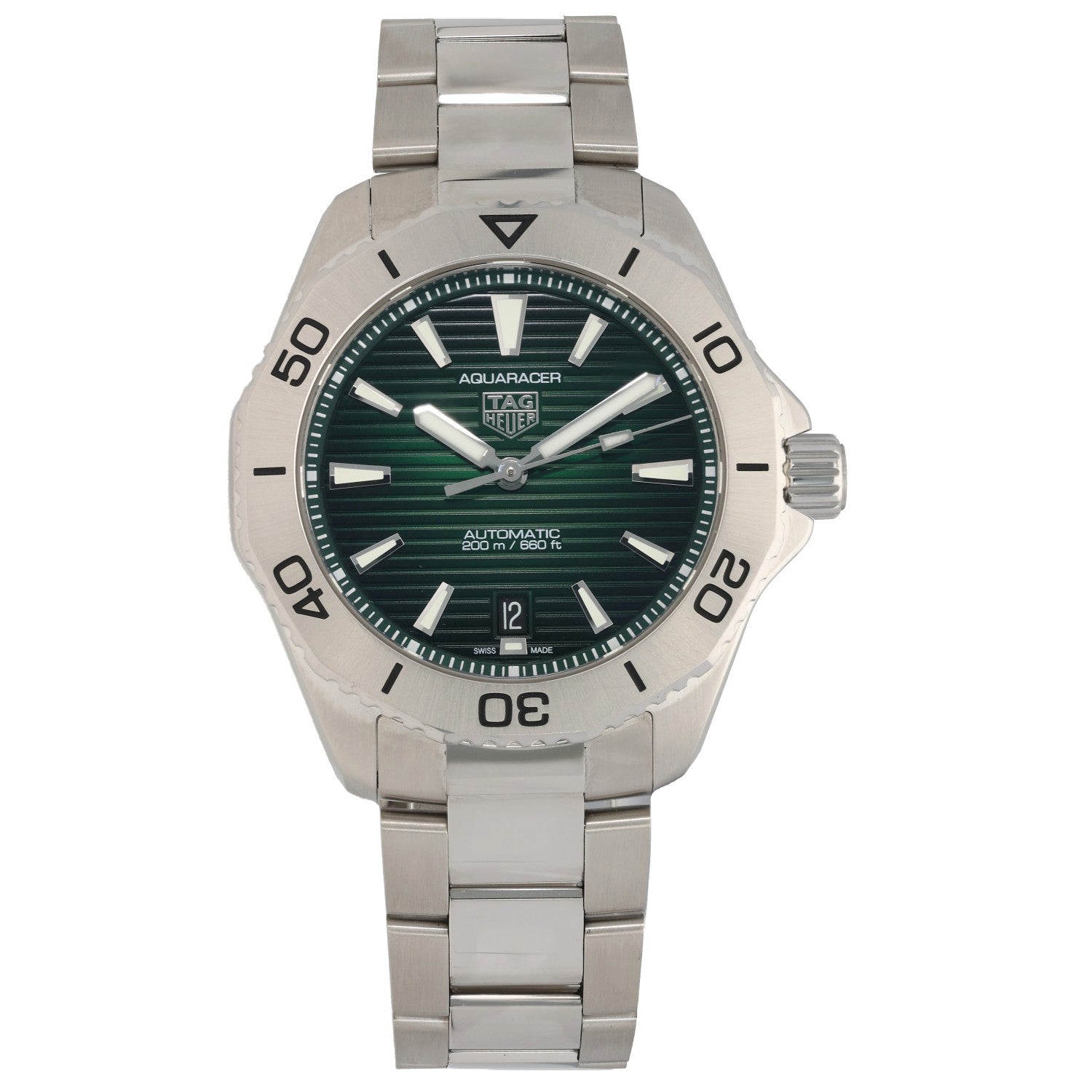Tag Heuer Aquaracer WBP2115, dark green dial in a stanless steel case, with a stainless steel link bracelet