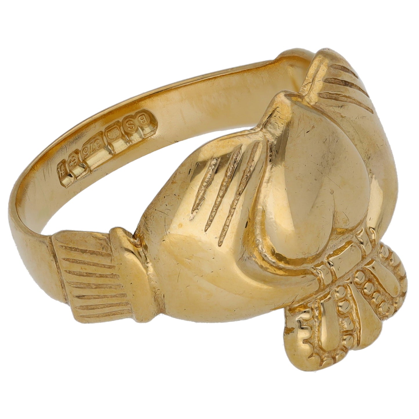 9ct Gold Claddagh Ring Size Q