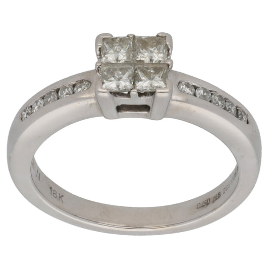 18ct White Gold 0.50ct Diamond Dress/Cocktail Ring Size L