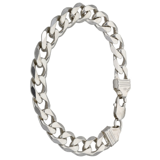 Sterling silver curb link bracelet with box clasp