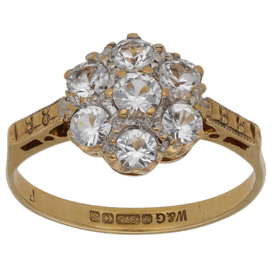 9ct Gold Cubic Zirconia Cluster Ring Size M