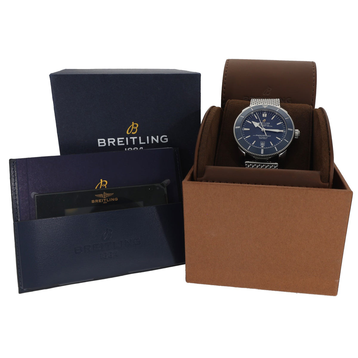 Breitling Superocean Heritage II AB2020 , blue dial and bezel with stainless steel case and bracelet