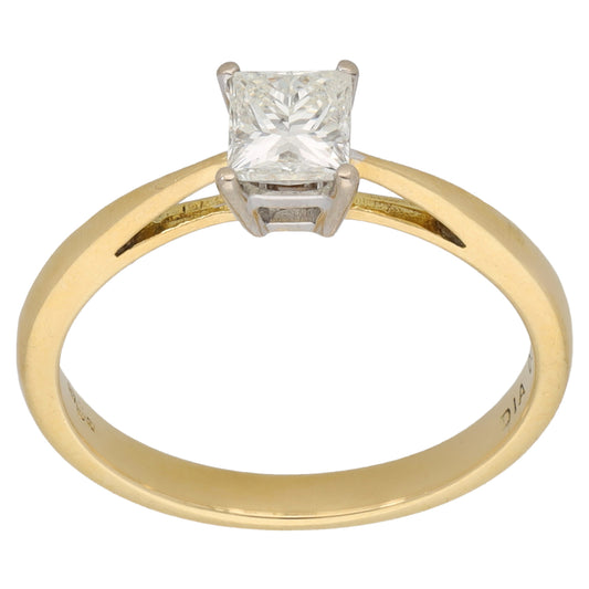 18ct Bicolour Gold 0.50ct Diamond Solitaire Ring Size L