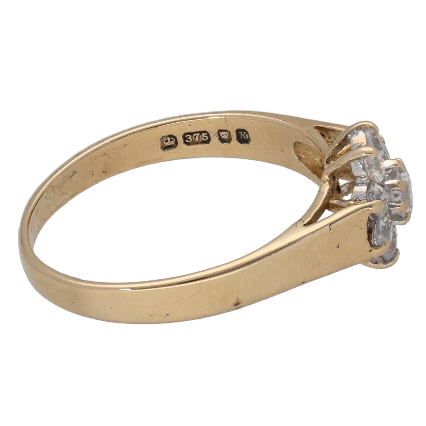 9ct Gold Cubic Zirconia Cluster Ring Size L