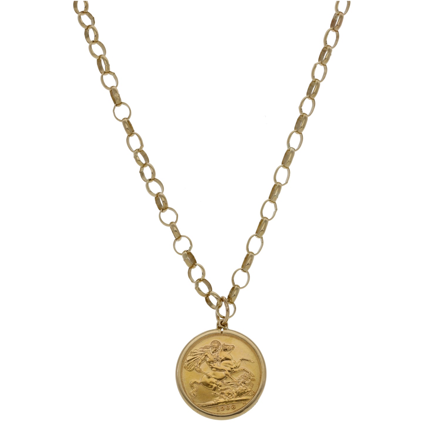 9ct Gold Full Sovereign Coin Pendant With Chain
