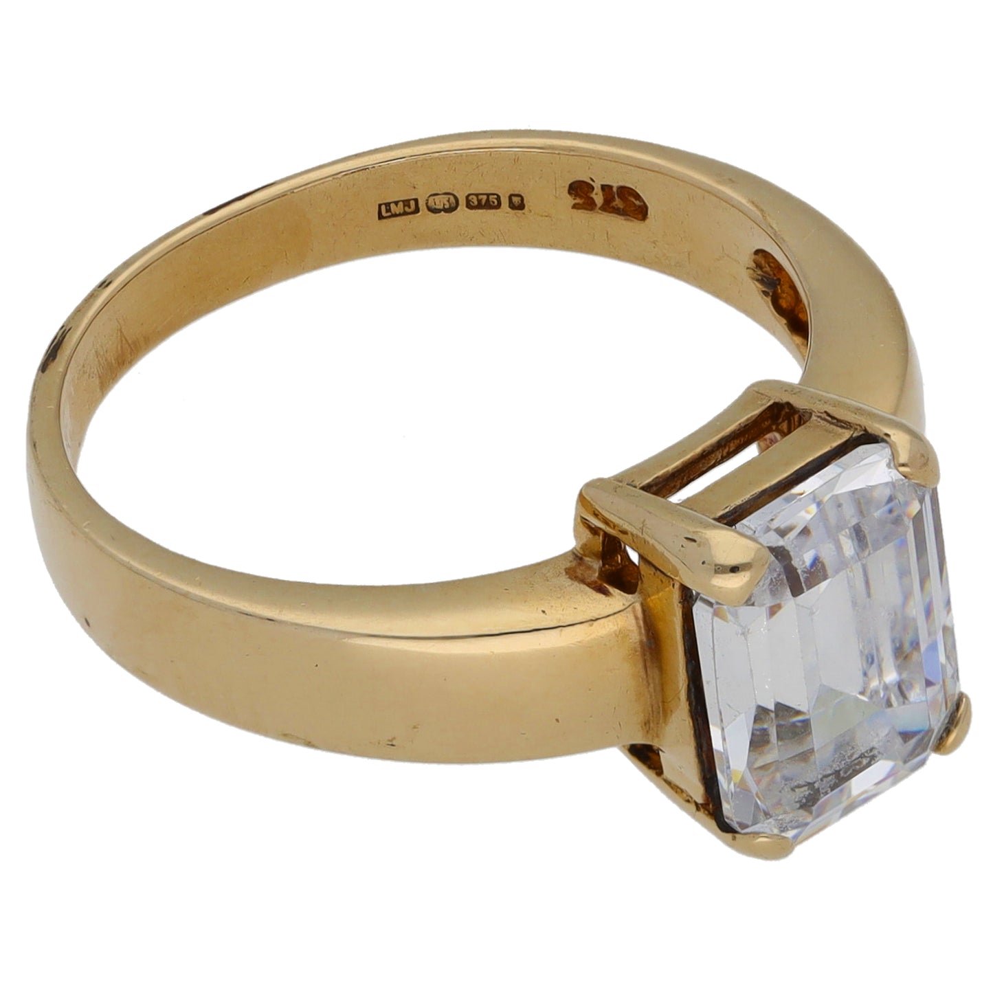 9ct Gold Cubic Zirconia Single Stone Ring Size N