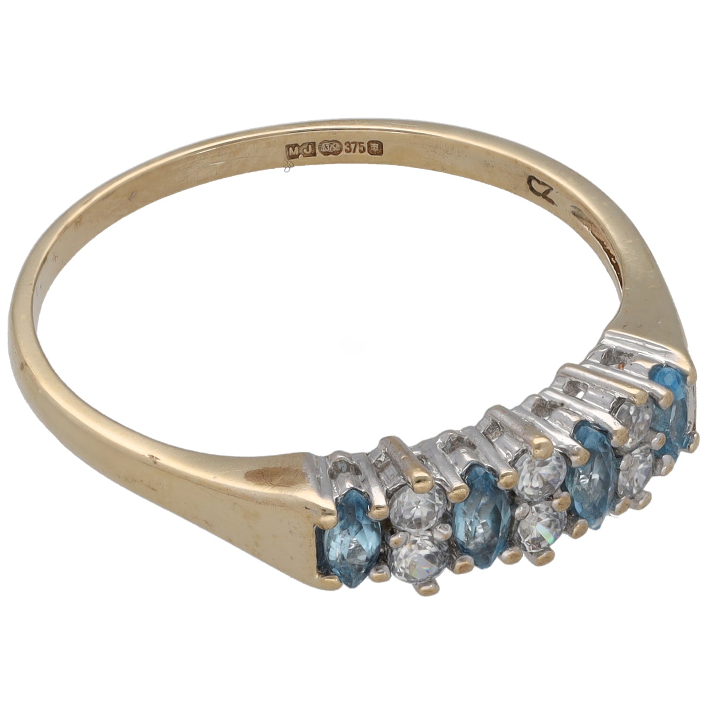 9ct Gold Topaz & Cubic Zirconia Half Eternity Ring Size V