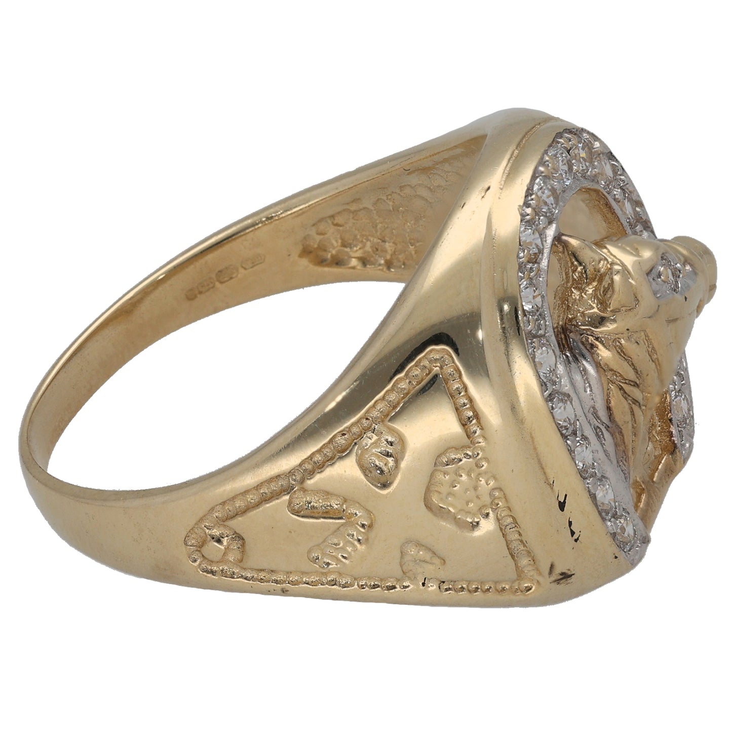 9ct Gold Cubic Zirconia Horseshoe Ring Size X