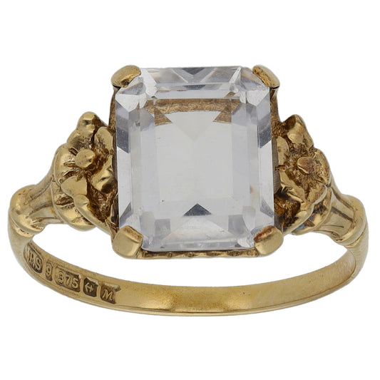 9ct Gold Imitation Single Stone Ring Size O
