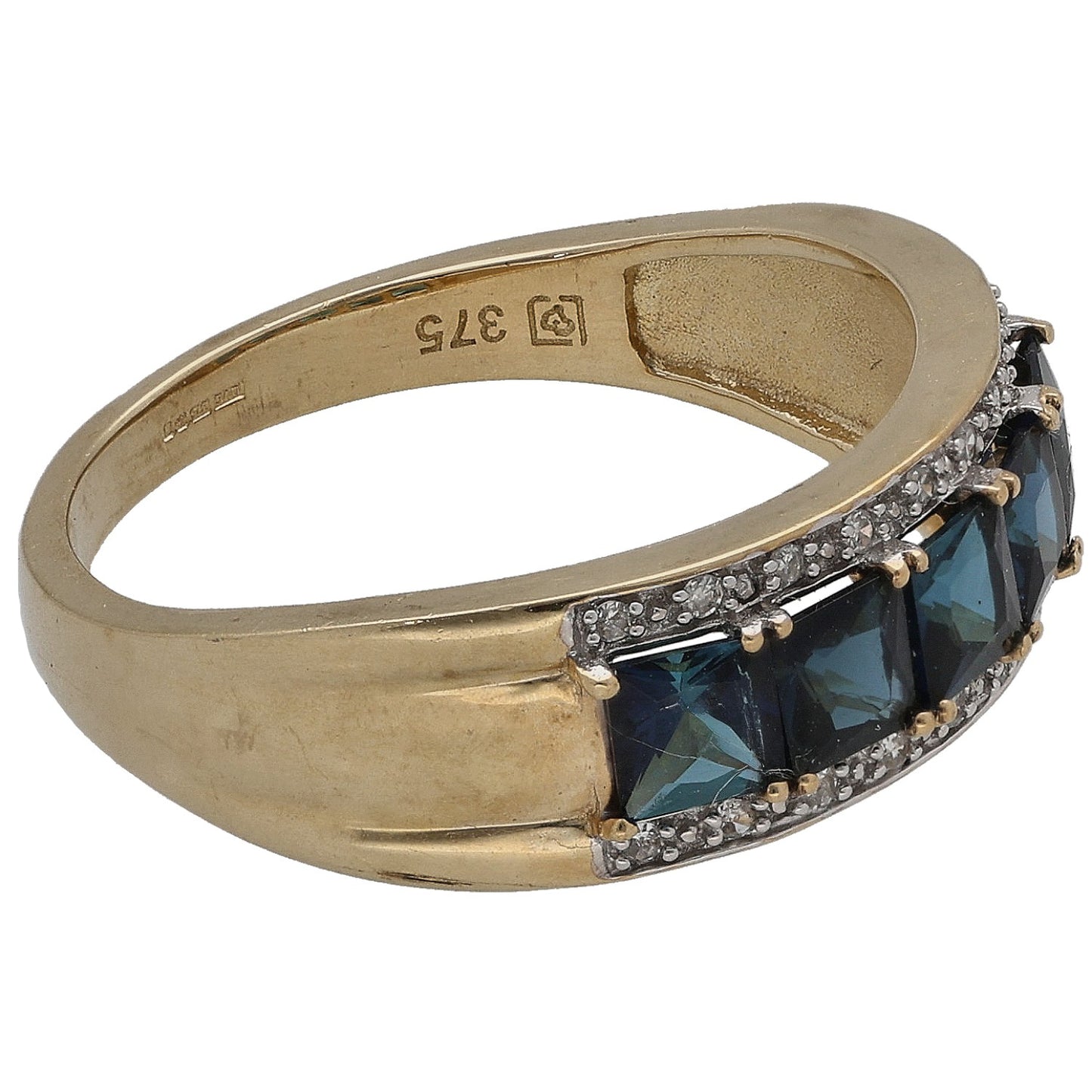 9ct Gold Topaz & 0.09ct Diamond Dress/Cocktail Ring Size P