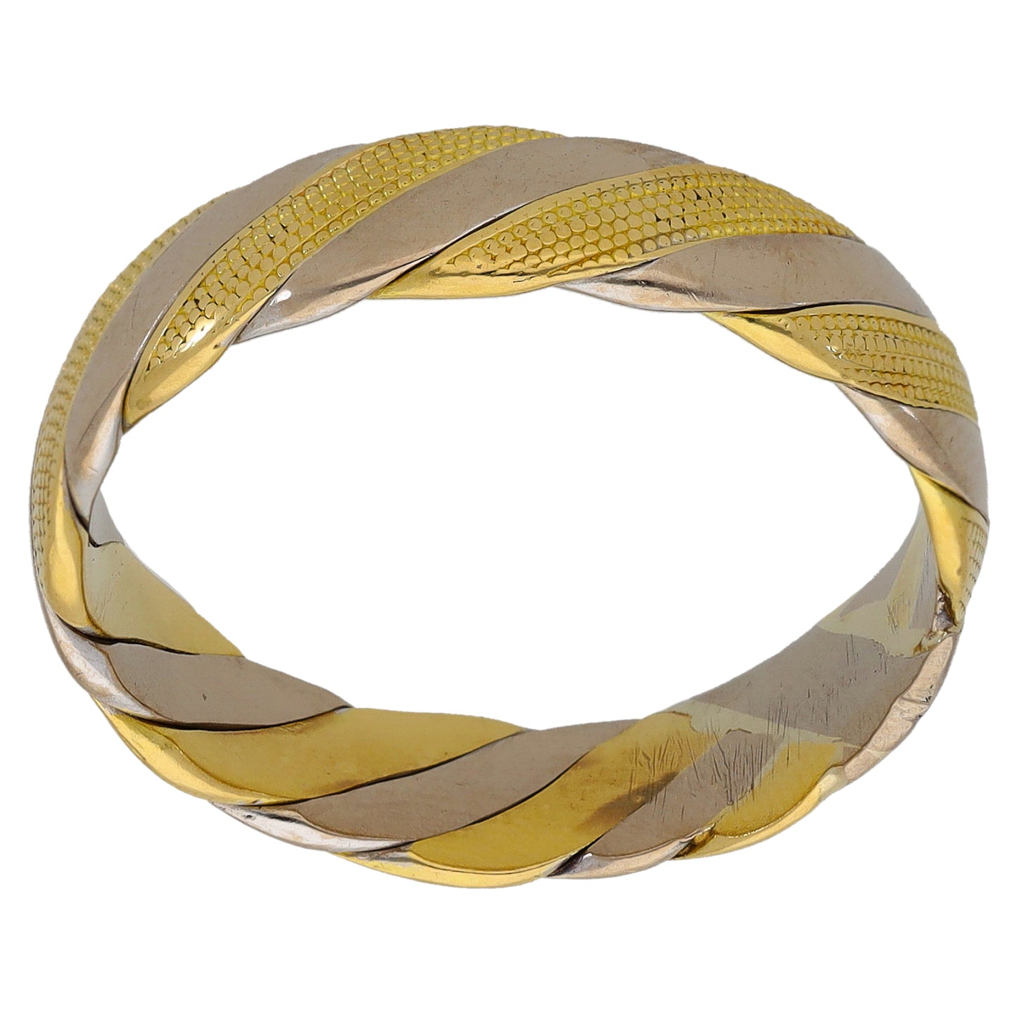 18ct Bi-Colour Gold Patterned Wedding Ring Size W