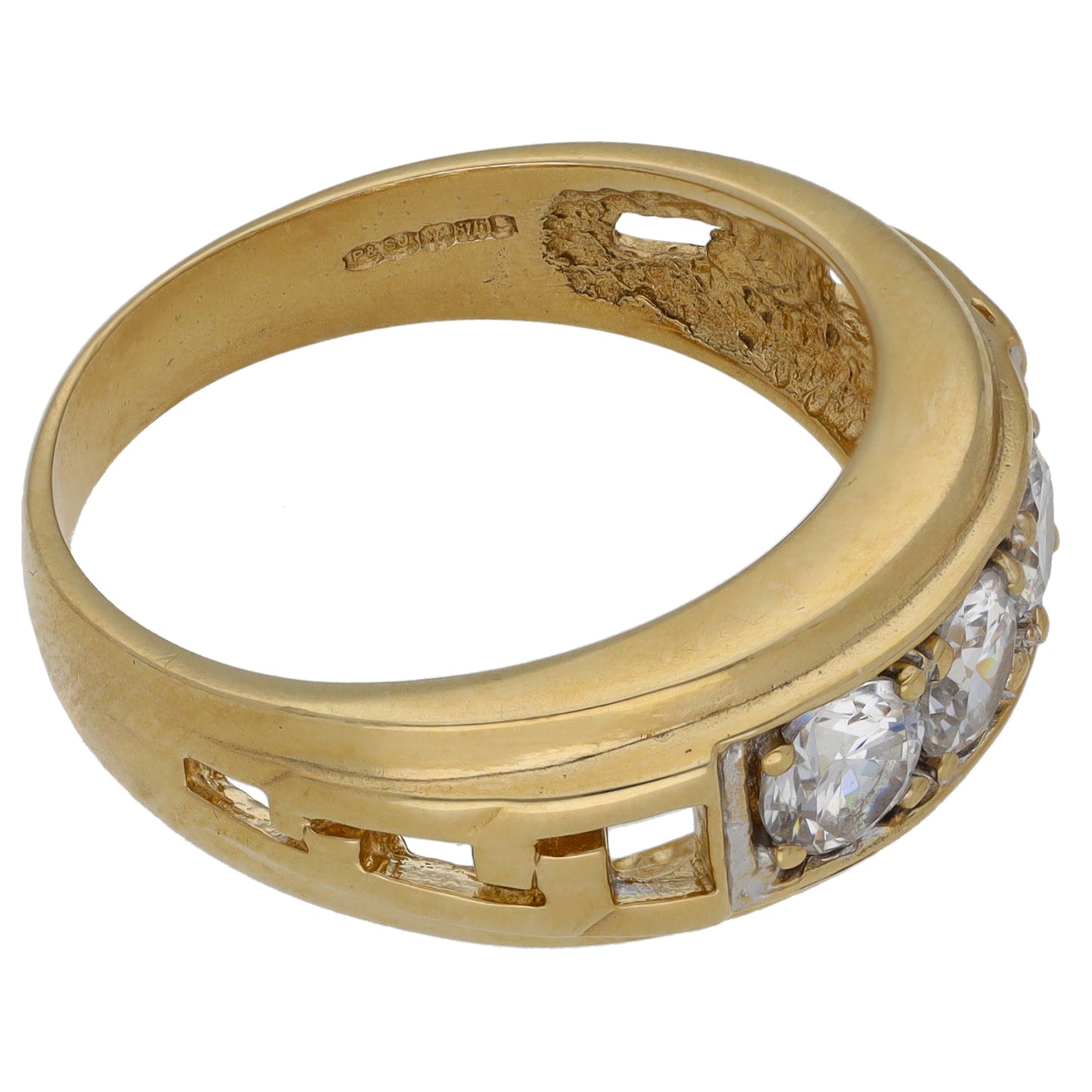 9ct Gold Cubic Zirconia Trilogy Ring Size U