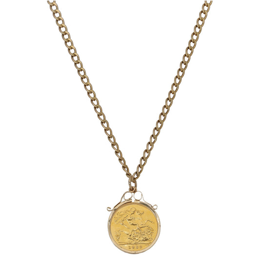 9ct Gold Half Sovereign Coin Pendant With Chain