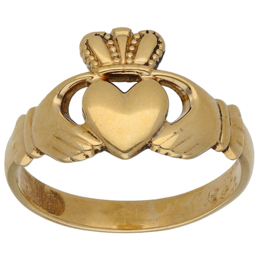 9ct Gold Claddagh Ring Size W