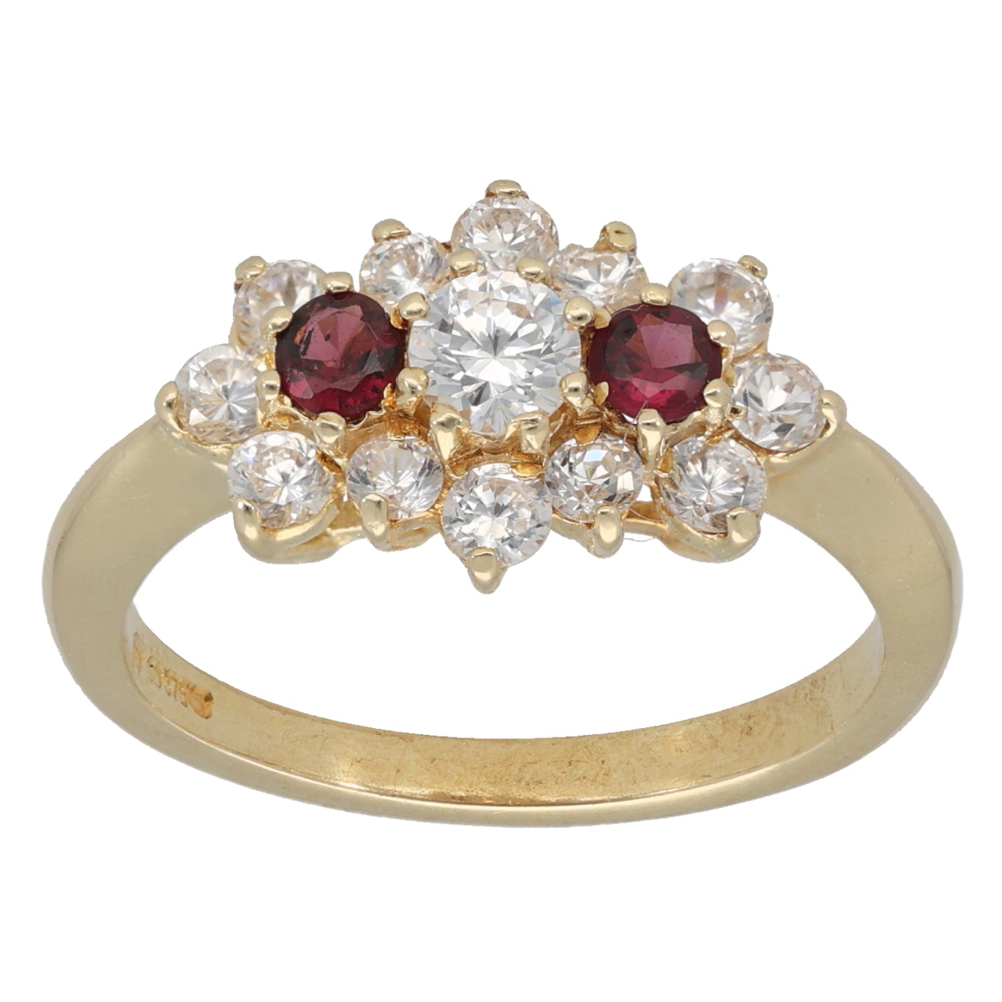 9ct Gold Garnet & Cubic Zirconia Dress/Cocktail Ring Size P