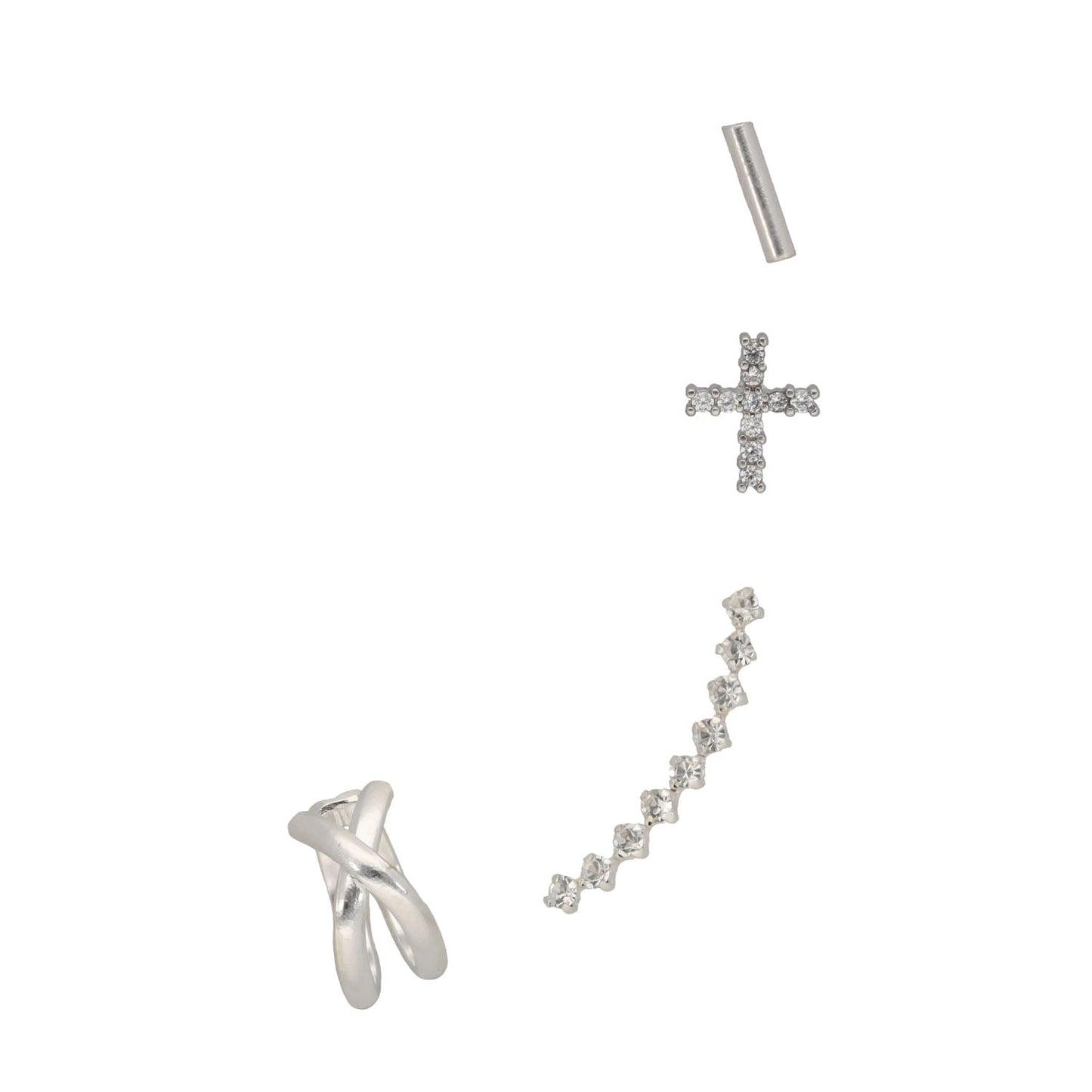 New Cross & Crawler Earring Stack Set