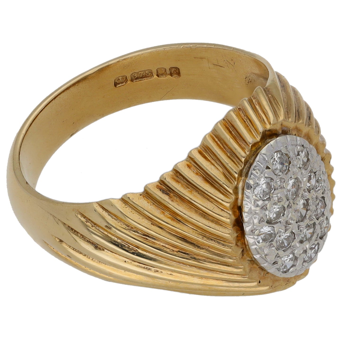 9ct Gold 0.22ct Diamond Signet Ring Size Q
