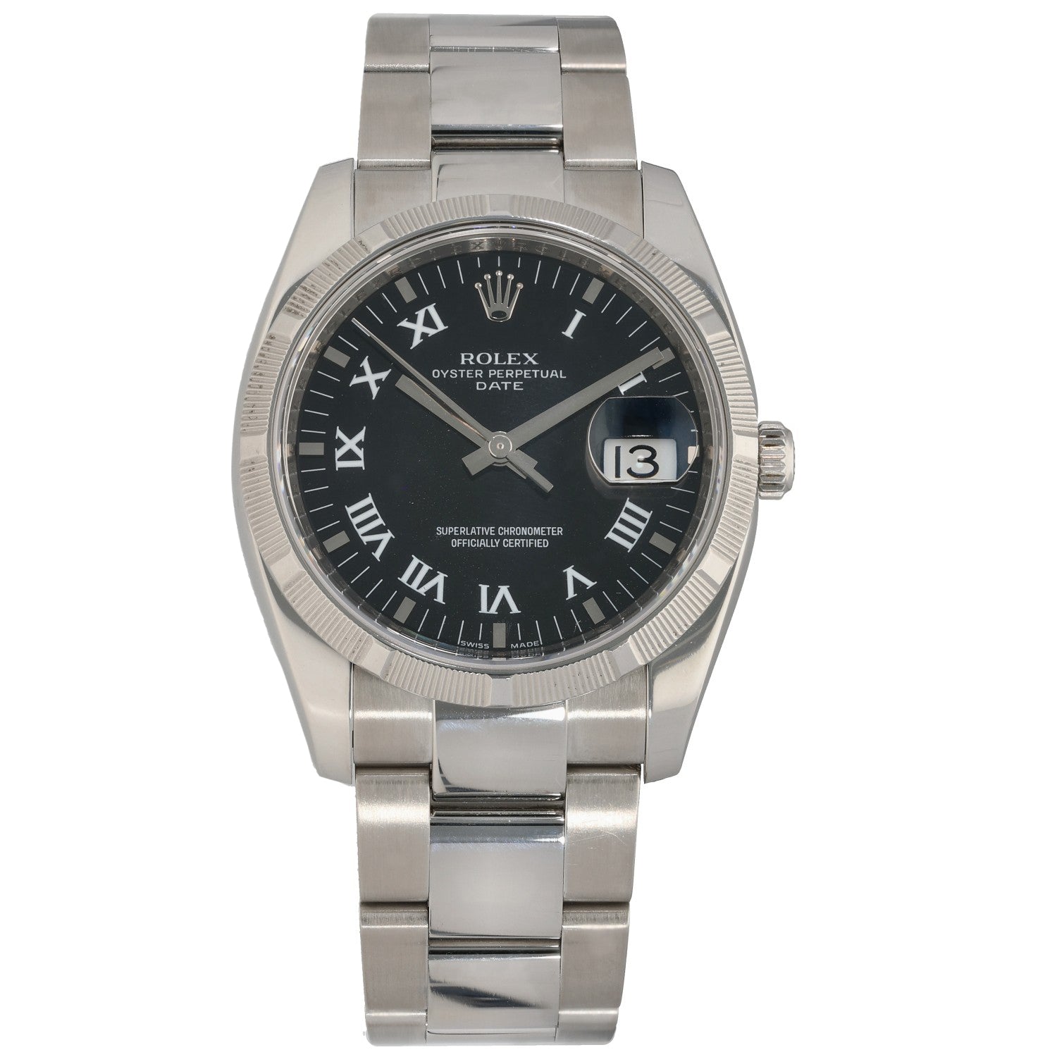 Rolex Datejust 115210 Stainless steel wristwatch with dark dial and date window 