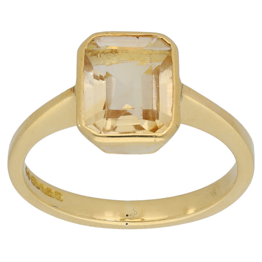 18ct Gold Citrine Single Stone Ring Size L