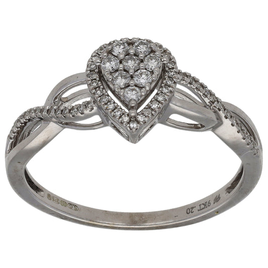 9ct White Gold 0.20ct Diamond Dress/Cocktail Ring Size R