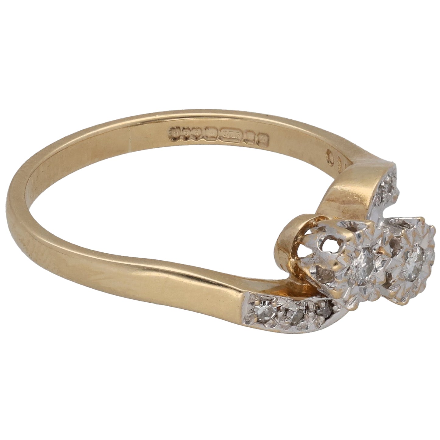 9ct Gold 0.10ct Diamond Dress/Cocktail Ring Size O