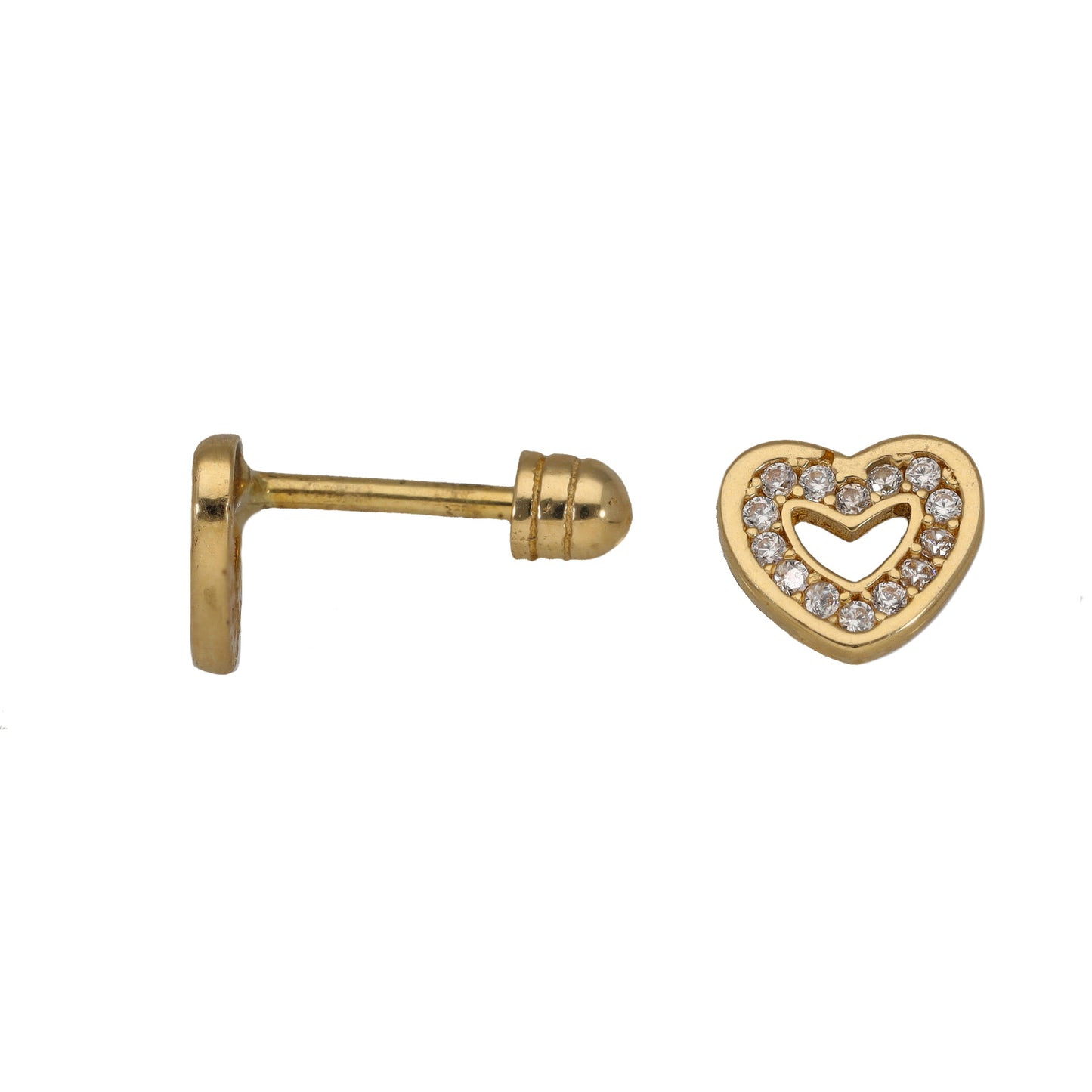 14ct Gold Cubic Zirconia Heart Stud Earrings
