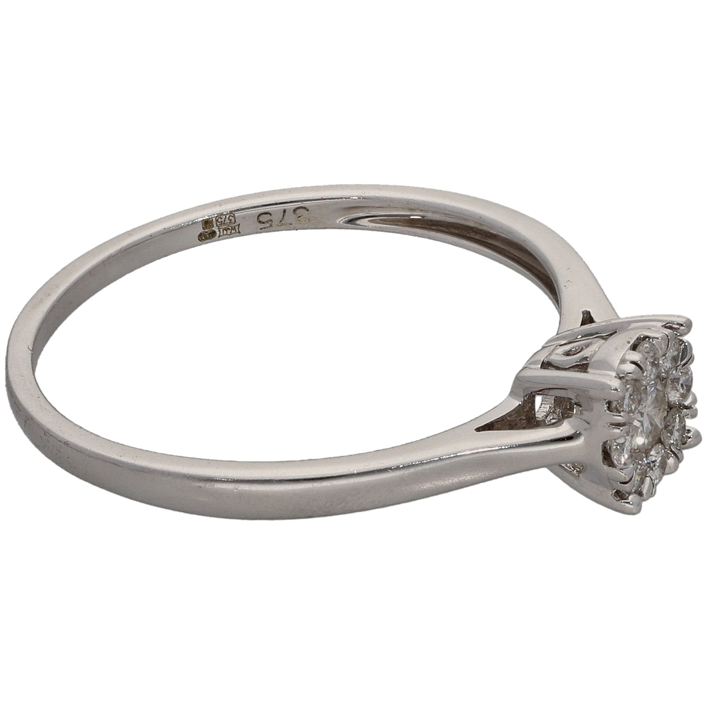 9ct White Gold 0.25ct Diamond Cluster Ring Size S