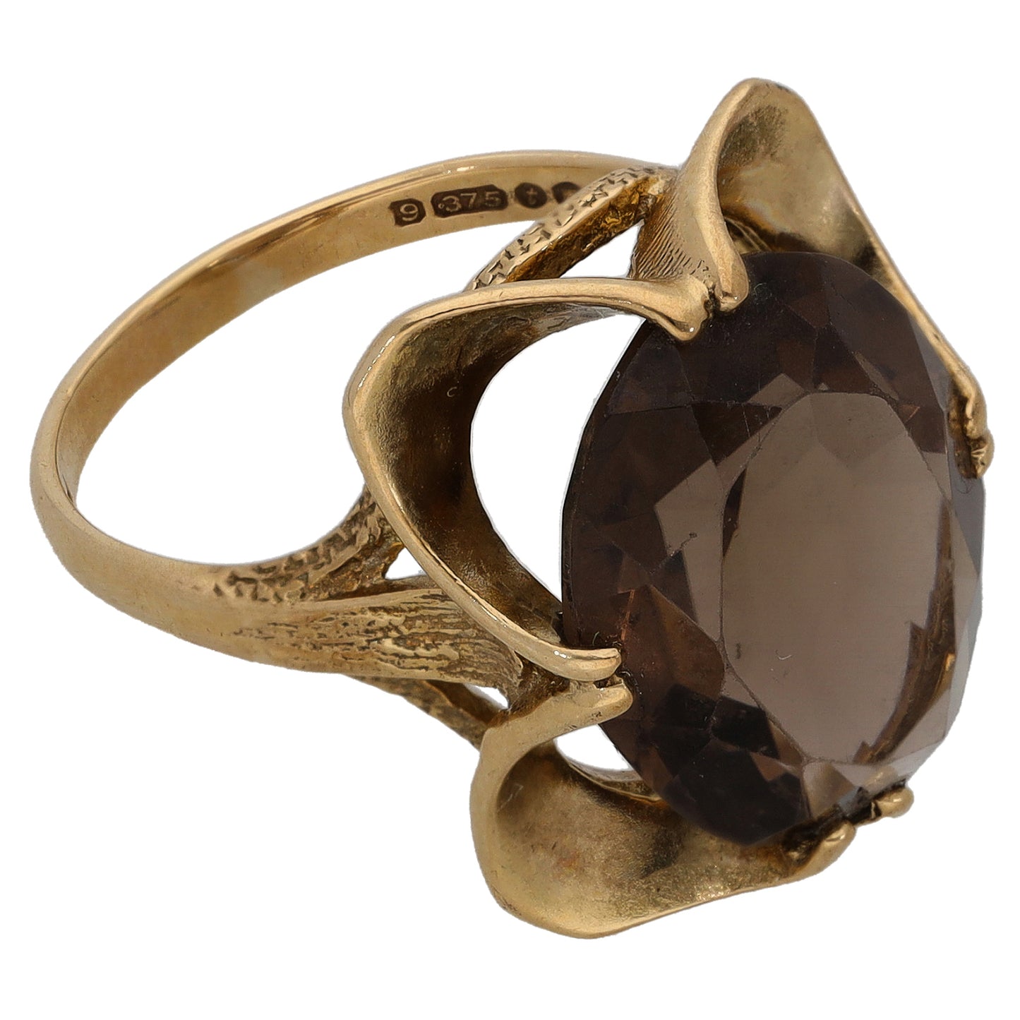9ct Gold Smoky Quartz Single Stone Ring Size N