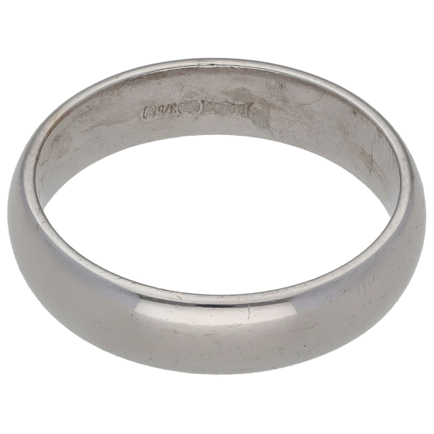 9ct White Gold Plain Wedding Ring Size R